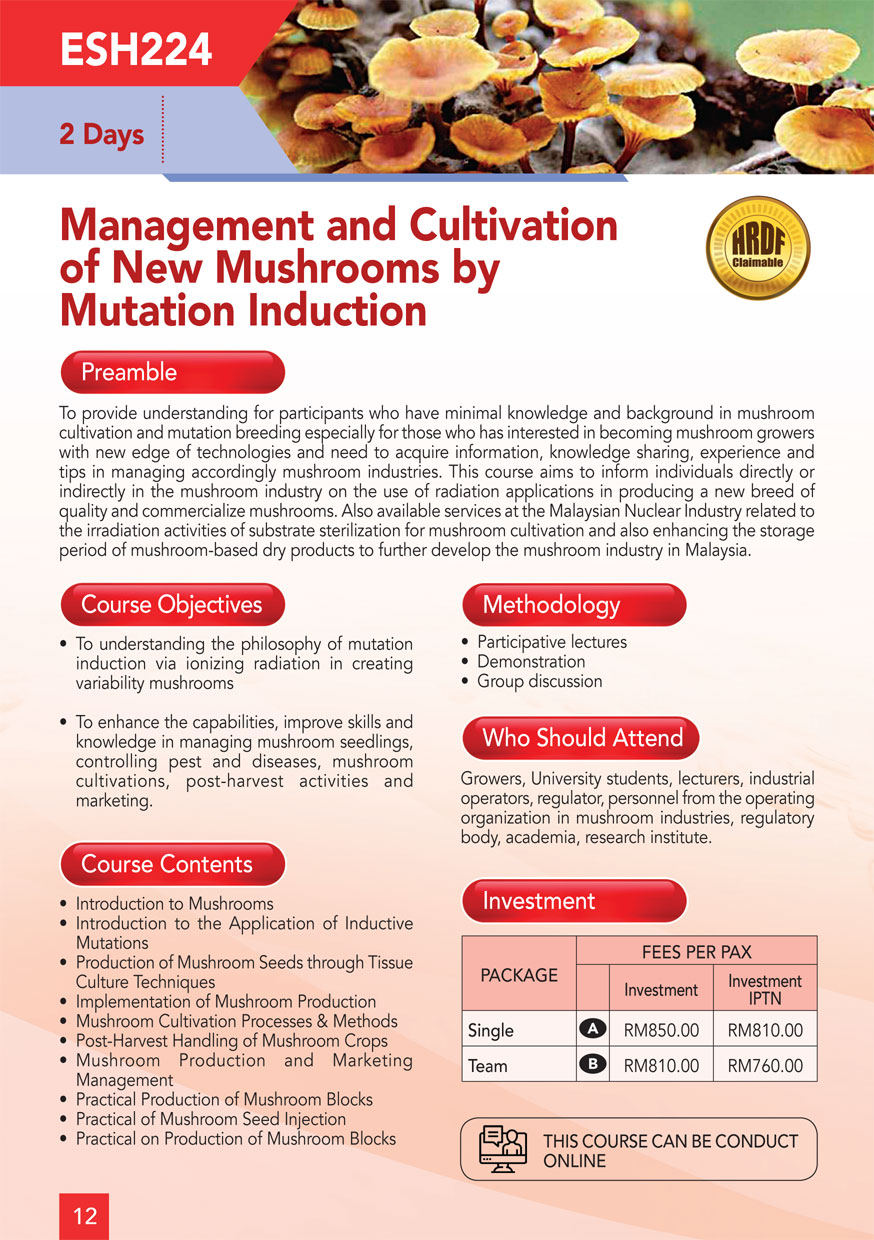 ESH 224: Management and Cultivation of New Mushrooms by Mutation Induction