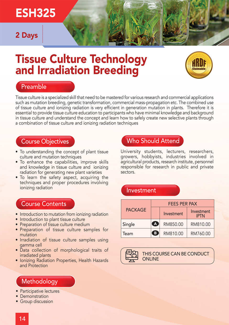 ESH 325: Tissue Culture Technology and Irradiation Breeding