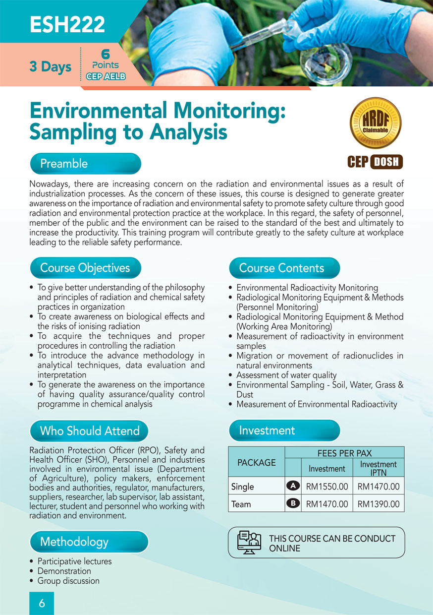 ESH 222: Environmental Monitoring: Sampling to Analysis