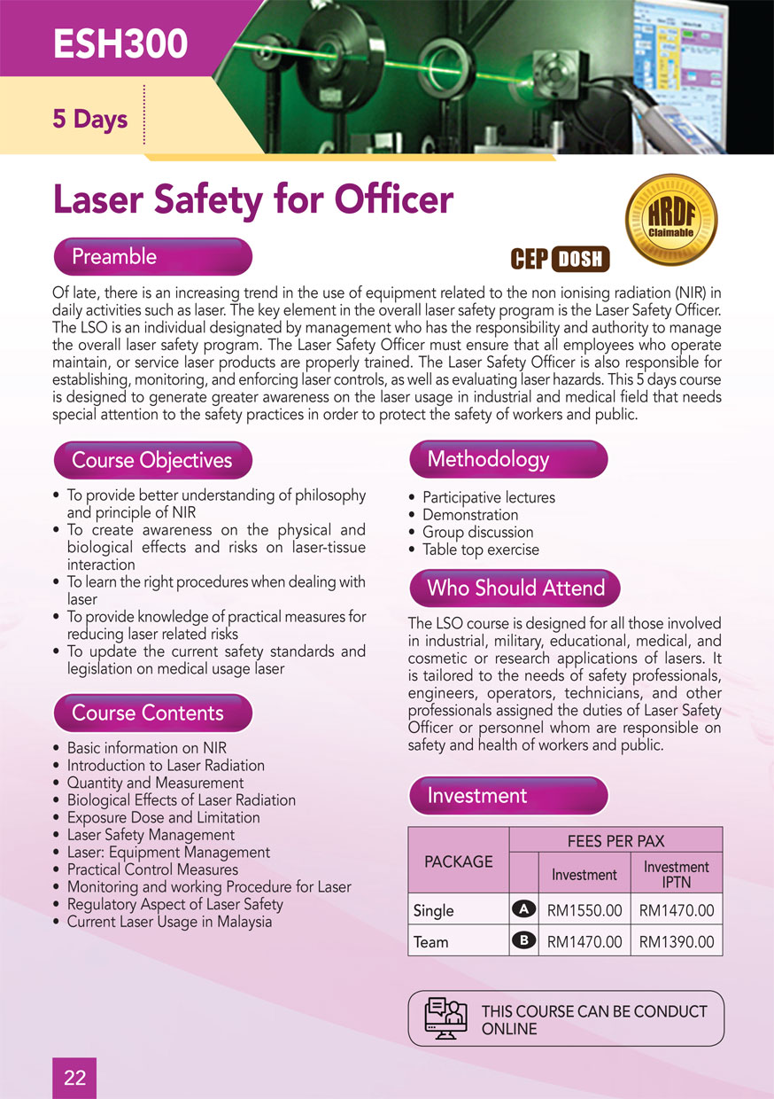 ESH 300: Laser Safety for Officer