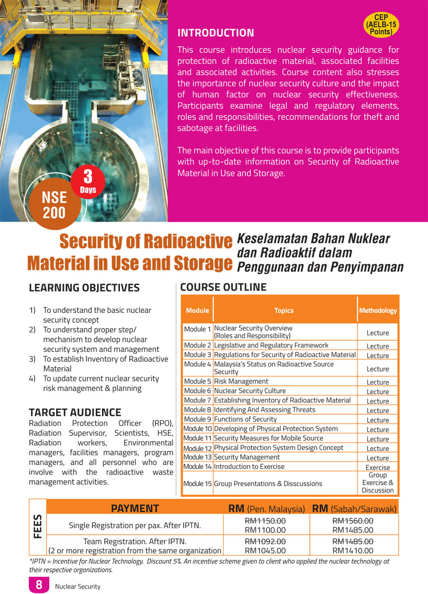 NSE 200: Security of Radioactive Material in Use and Storage
